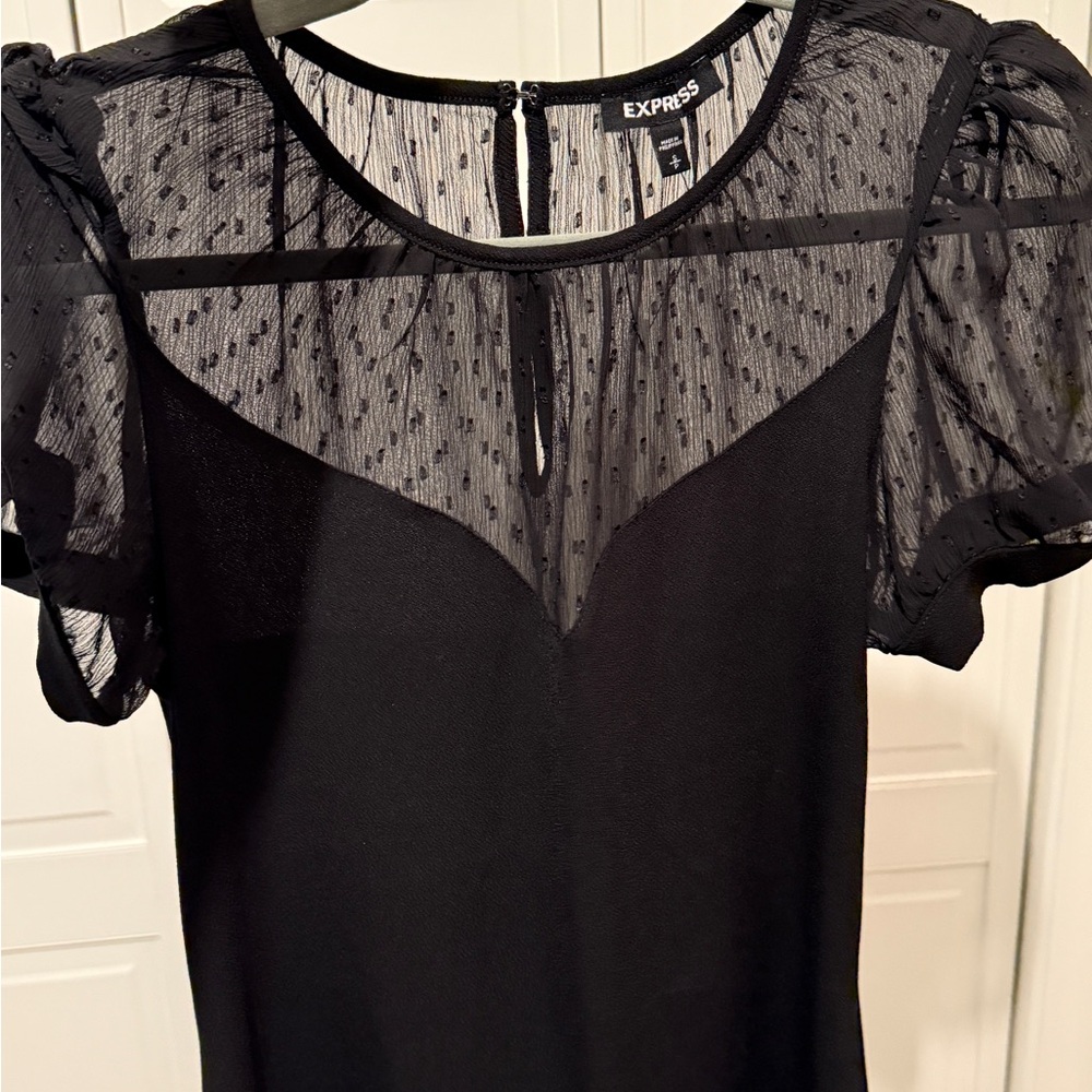 Express Black Sheer Sleeve Top